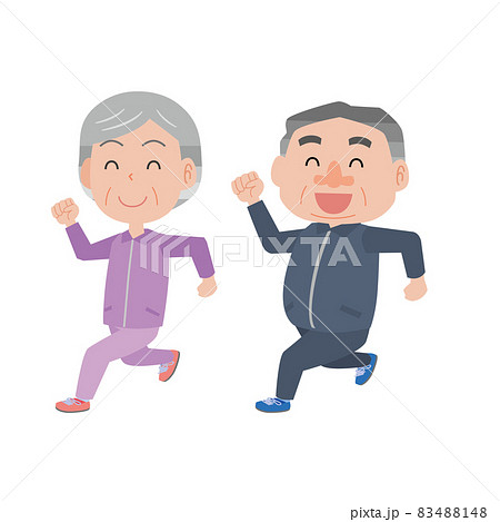 運動する老夫婦 83488148