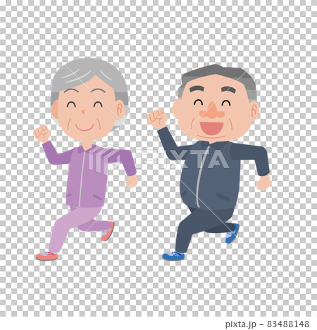 運動する老夫婦 83488148