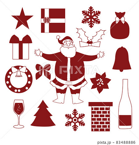 サンタクロースとクリスマスアイコンセット 83488886