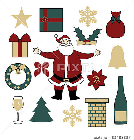 サンタクロースとクリスマスアイコンセット サンタクロースとクリスマスアイコンセット 83488887