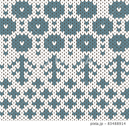 ノルディック模様のニットパターン 青 のイラスト素材 4814