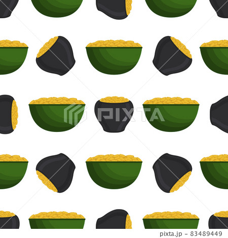 Illustration on theme Irish holiday St Patrick day, seamless pot of coins 83489449