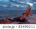 long exposure landscape, sea, rocks, clouds, sky, sunset 83490211