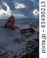 long exposure landscape, sea, rocks, clouds, sky, sunset 83490213