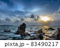 long exposure landscape, sea, rocks, clouds, sky, sunset 83490217