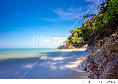 long exposure landscape, beach, sea, clouds, blue sky long exposure landscape, beach, sea, clouds, blue sky 83490583
