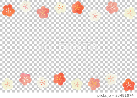 かわいい手描きの梅の花の背景イラスト かわいい手描きの梅の花の背景イラスト 83491074
