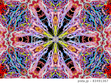 Abstract pattern of bright multicolored threads 83491367