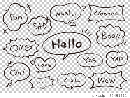 Pen drawing style speech bubble set (with dialogue) Pen drawing style speech bubble set (with dialogue) 83491511