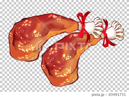 クリスマス 感謝祭 パーティーのローストチキンイラストのイラスト素材