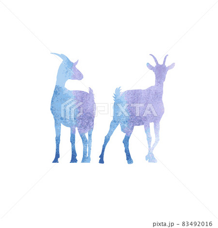 Watercolor silhouette two goats icon isolated on white background. Vector 83492016