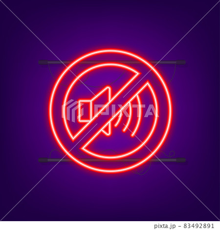No sound phone. Neon icon. Telephone call. Cell phone icon. Vector illustration No sound phone. Neon icon. Telephone call. Cell phone icon. Vector illustration 83492891