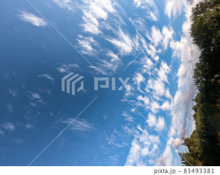 Cirrus clouds forming high in blue sky in County Donegal - Ireland 83493381