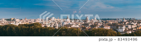 Rome, Italy. Cityscape Skyline With Pantheon, Altar Of The Fatherland And Other Famous Lanmarks In Old Historic Town Rome, Italy. Cityscape Skyline With Pantheon, Altar Of The Fatherland And Other Famous Lanmarks In Old Historic Town 83493496