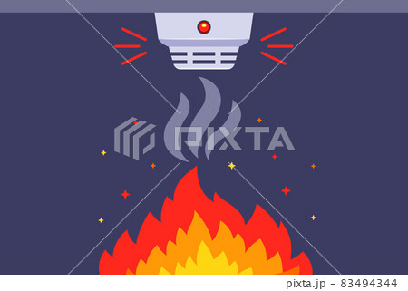 smoke detector against indoor fire. building smoke alarm 83494344