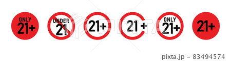 21 plus sign age restrictions set. 83494574