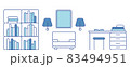 Linear sketch of an interior. Library and Home Office. Flat vector illustration. 83494951