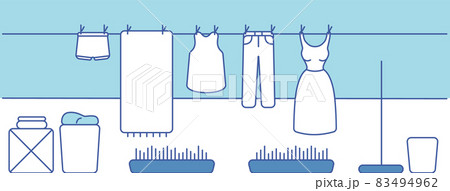 Linear sketch of an interior. Balcony. Flat vector illustration. 83494962