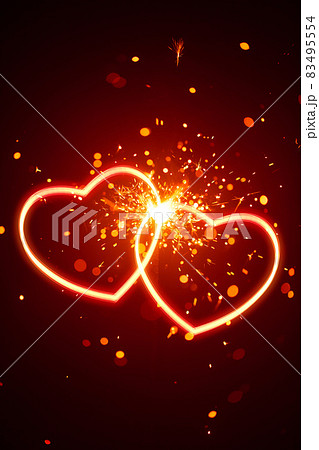 heart lights with sparks background 83495554