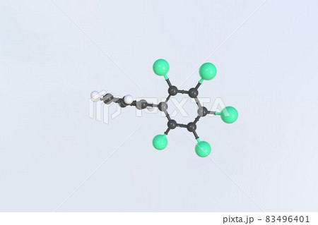 Pentachlorobiphenyl molecule, scientific molecular model, looping 3d animation 83496401