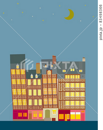 レンヌ rennes フランス france 傾く家 夜空 レンヌ rennes フランス france 傾く家 夜空 83498366