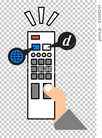 テレビのリモコンを手で操作するイラスト 83498545