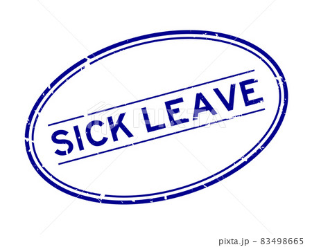 Grunge blue sick leave word oval rubber seal stamp on white background 83498665