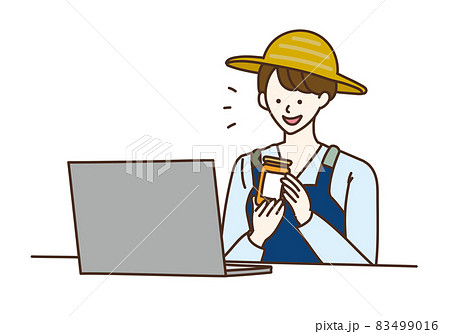 農業女子　パソコン　仕事　 83499016