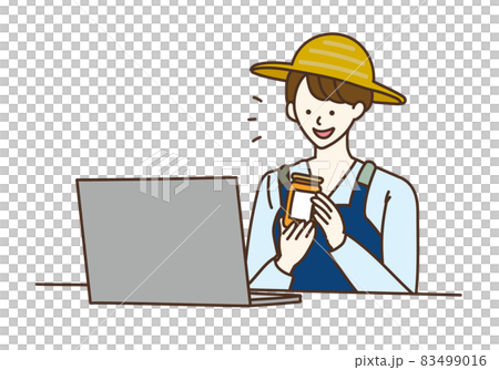 農業女子　パソコン　仕事　 83499016