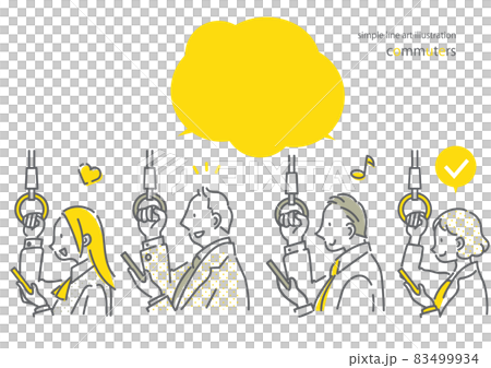 People who use smartphones while commuting Simple and stylish line drawing illustrations People who use smartphones while commuting Simple and stylish line drawing illustrations 83499934