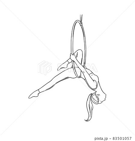 Circus lira acrobat. Aerial dancer in the hoop. Vector illustration isolated in white background Circus lira acrobat. Aerial dancer in the hoop. Vector illustration isolated in white background 83501057