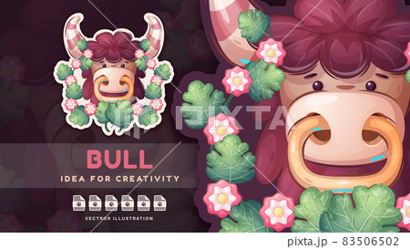 Cartoon character animal bison - sticker 83506502