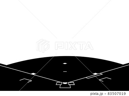 野球場　ダイヤモンド　白黒素材 83507019