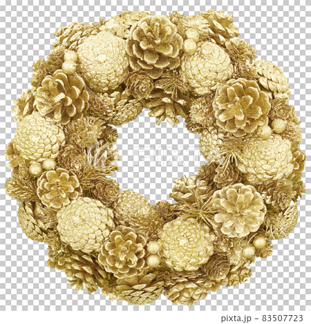 Christmas wreath illustration real gold Christmas wreath illustration real gold 83507723