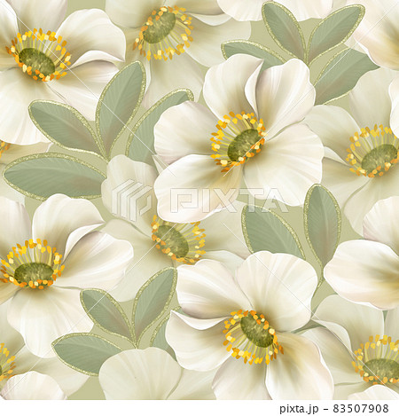 Seamless pattern with anemone flowers. Floral background . 83507908