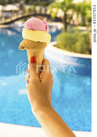 Icecream on swimming pool Icecream on swimming pool 83507953