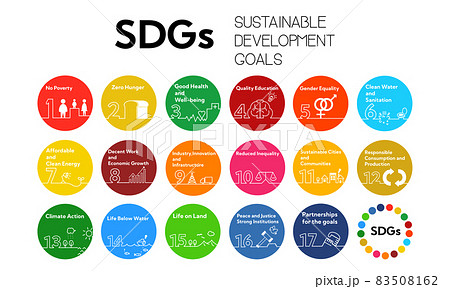 シンプルで可愛いsdgs 17の目標アイコンセット 丸型 のイラスト素材 シンプルで可愛いsdgs 17の目標アイコンセット 丸型 のイラスト素材