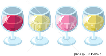 ワイングラスに入ったドリンクのセット 83508248