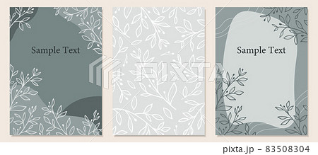 手描きの植物と抽象的エレメントを使った背景素材、テンプレート 手描きの植物と抽象的エレメントを使った背景素材、テンプレート 83508304