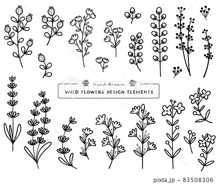 手描きの植物セット 83508306