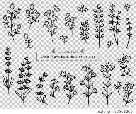 手描きの植物セット 83508306