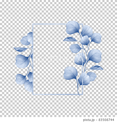 Blue restangle frame with leaves. Invitation, wedding or greeting cards Blue restangle frame with leaves. Invitation, wedding or greeting cards 83508744