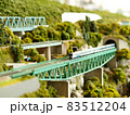 トンネルを抜けて鉄橋を渡る特急踊り子の鉄道模型 83512204