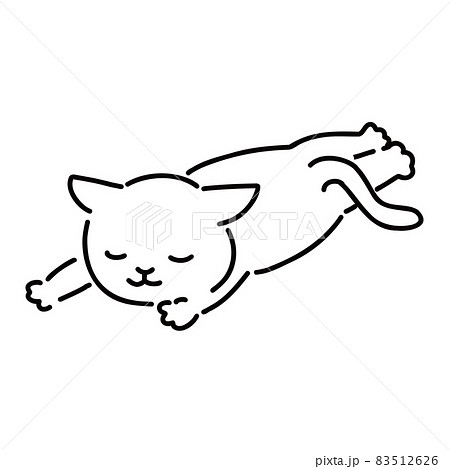 伸びて眠っている可愛い白猫 全身 伸びて眠っている可愛い白猫 全身 83512626