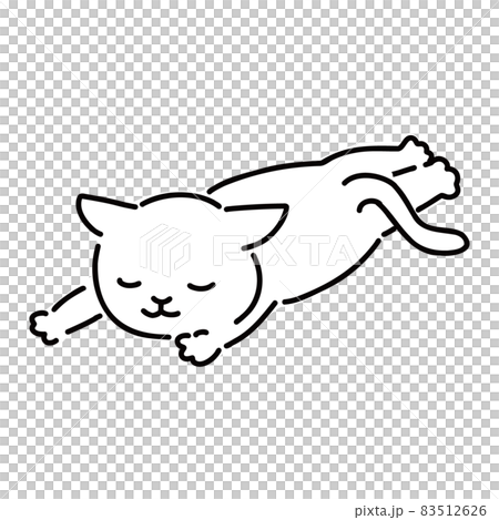 伸びて眠っている可愛い白猫 全身 伸びて眠っている可愛い白猫 全身 83512626