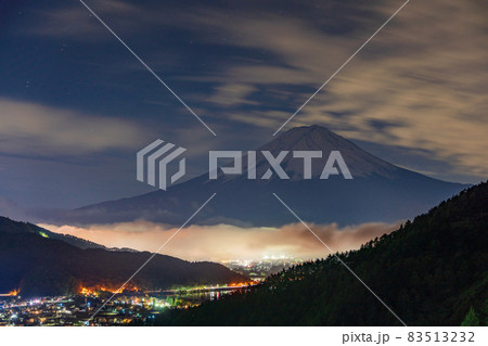 （山梨県）御坂道・富士見橋展望台から望む、富士山　夕景 83513232