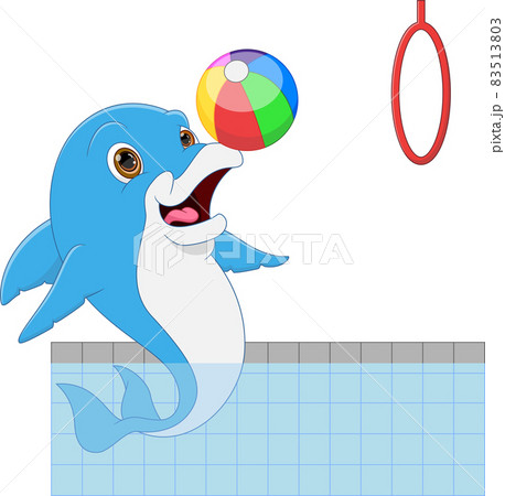 cartoon dolphin playing inflatable ball cartoon dolphin playing inflatable ball 83513803