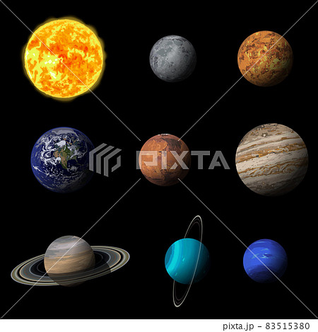 リアルな太陽系の惑星イラストセット 83515380