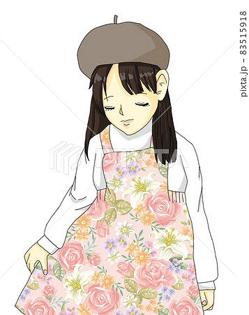 秋服の女の子のイラスト素材