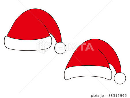 サンタクロース 帽子 色有り テンプレートのイラスト素材